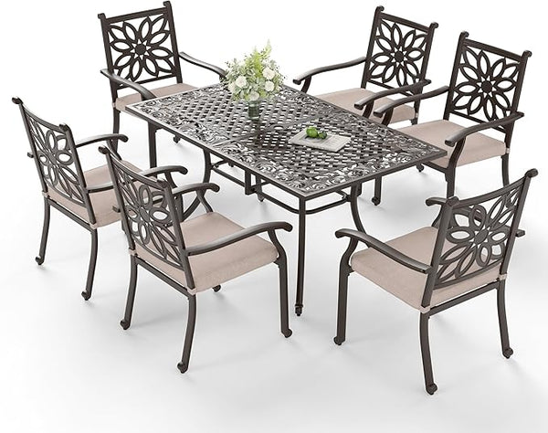 Sophia & William 7 Pieces Cast Aluminium Patio Dining Furniture Set for 6 - Photo 1