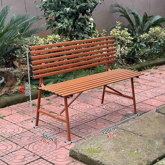 Metal Garden Bench, Patio Bench, Outdoor Benches, Porch Bench, Front Porch Bench, Outdoor Garden Bench, Sturdy and Weather-Resistant, for Porch, Lawn, Garden and Patio(Orange)