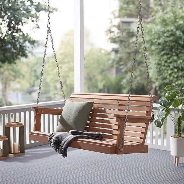Psilvam Porch Swing, 2-Person Poly Lumber Outdoor Porch Swing, All-Weather Farmhouse Patio Swing That Never Rot and Fade - Photo 1