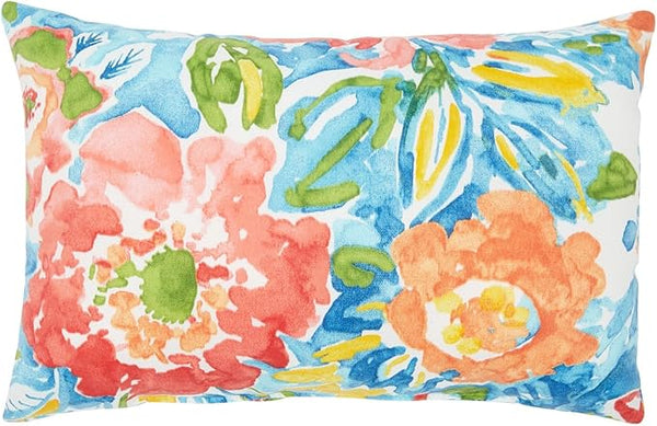 BrylaneHome Lumbar Pillow - 20" L x 13" W - Patio & Outdoor - Water, Stain & Fade Resistant - Poppy Blue - Photo 1