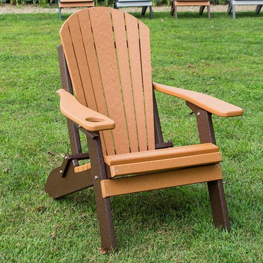 Furniture Barn USA Poly Folding Adirondack Chair, Cedar and Tudor Brown