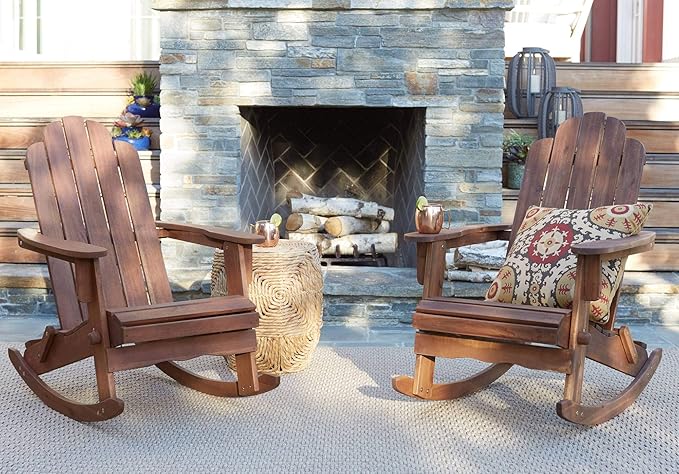 Teal Island Designs Chandler Dark Natural Adirondack Rocking Chair