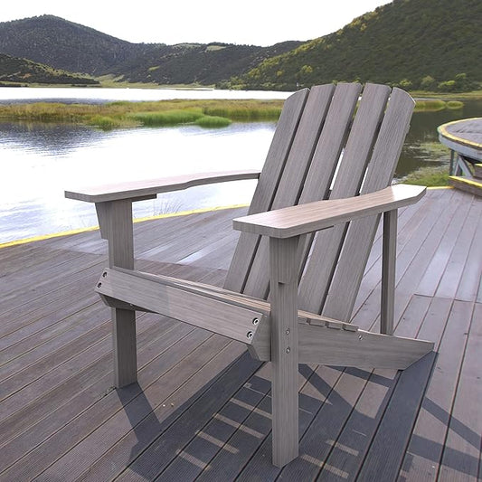 JONATHAN Y PAT1002B Westport Outdoor Patio Traditional Acacia Wood Adirondack Chair for Garden, Lawn, Backyard, Pool, Deck, Beach, Firepit, Gary