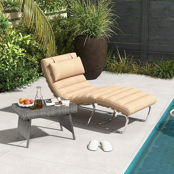 RELAX4LIFE Patio Rattan Side Table - Folding Coffee Table with Premium Brown PE Wicker & High-Duty Steel Frame, Outdoor Beside Table for Garden, Courtyard, Poolside (Gray)