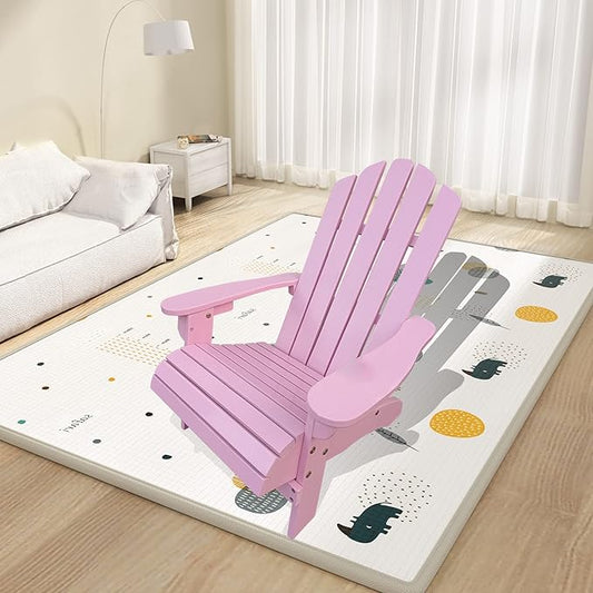 ROSE BLOOM Kids Adirondack Chair, Solid Wood Outdoor Patio Weather Resistant Chair for Children, Classic seat for Deck, Garden, Backyard, Porch and Lawn (Pink)