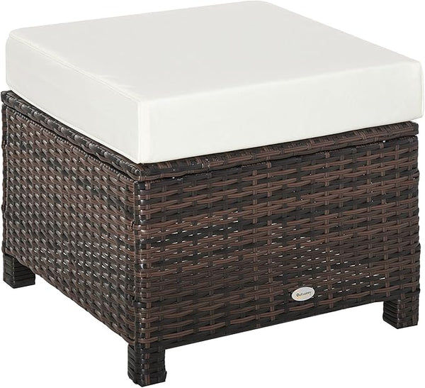 Outsunny 20" Patio Wicker Ottoman, Multipurpose Outdoor PE Rattan Footrest, Additional Seating - Photo 1