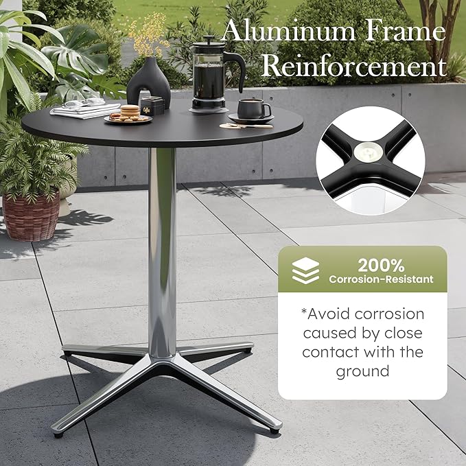 Sophia & William 30" Round Bistro Table,Outdoor Coffee Table,Round Outdoor Small Table Modern Style for Porch Pool Balcony Deck Bronze