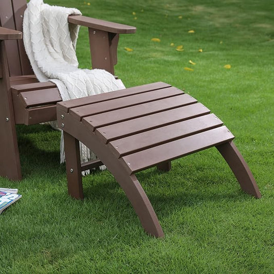 Psilvam Adirondack Ottoman, Adirondack Footstool for Adirondack Chair Weather Resistant Foot Rest for Outdoor Porch, Yard, Garden(Brown)