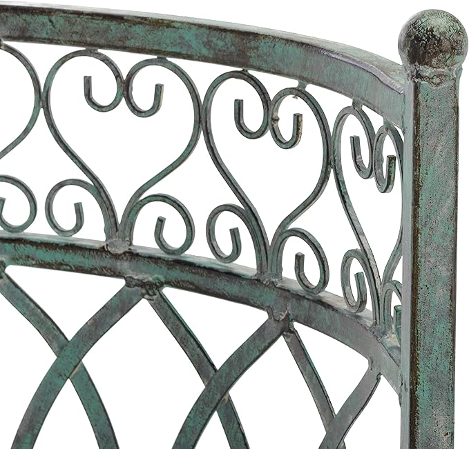 SAFAVIEH Outdoor Collection Lara Victorian Scroll Antique Dark Green Wrought Iron Kissing Bench