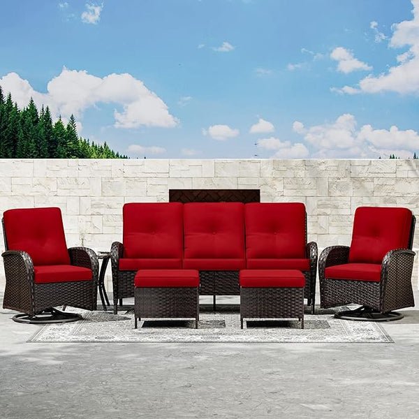 Joyside Wicker Patio Furniture Set, 6 Piece Outdoor Furniture Set with Thickened Cushions, High Back, Deep Seating - Photo 1