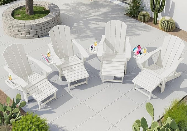 KINGYES Adjustable Folding Adirondack Chair with Footrest & 4-in-1 Multi-Functional Armrest Organizer Set of 4 - Photo 1