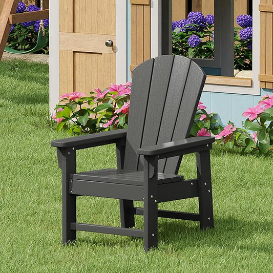 Costaelm Kids Lawn Chair Set of 2, Toddler Outdoor Chair Kids Patio Furniture and Outdoor Children Picnic Activity Baby Adirondack Chairs Set of 2 for Garden, Patio, Backyard & Beach, Gray