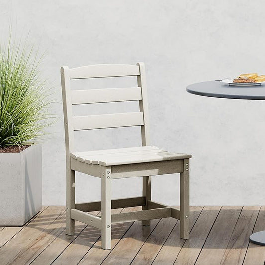 Costaelm Outdoor Dining Chair, Armless Patio Adirondack Chair, HDPE Poly Lumber, Waterproof Indoor/Outdoor Restaurant Bistro Dining Chair for Outside Porch Backyard Garden, Sand