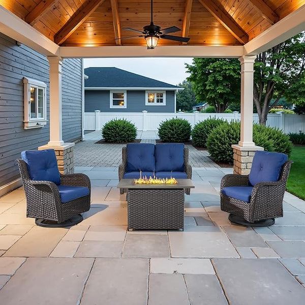Belord 4 Piece Patio Wicker Furniture Set, Outdoor Swivel Rocker Chairs - Photo 1