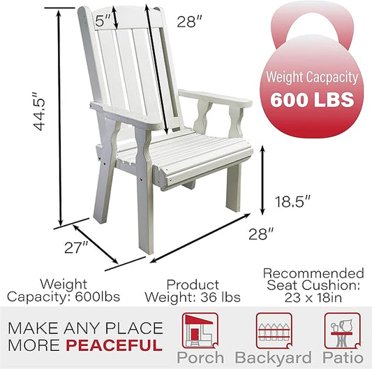 Amish Casual Heavy Duty 600 Lb High Back Mission Treated Patio Chair (Semi-Solid White Stain)