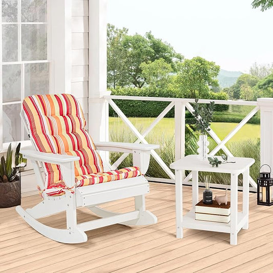Sundale Outdoor 18" Small Side Table, Patio HDPE All Weather Small Adirondack End Table Water Resistant 2 Tier Rectangular Outside Table for Pool, Garden, Beach, White