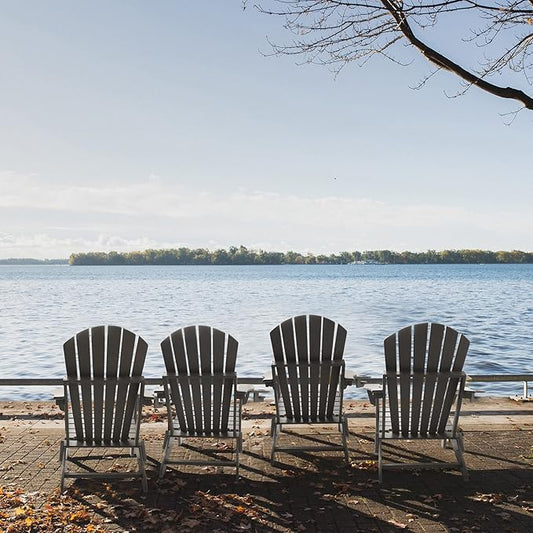 FUNBERRY Folding Adirondack Chair Set of 4, HDPE All Weather Fire Pit Chairs with Cup Holder for Outdoor