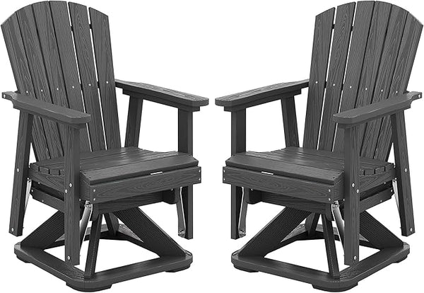 SERWALL Adirondack Swivel Glider Chair, HDPE Outdoor Glider Set of 2, All-Weather Glider Chair for Porch, Balcony - Photo 1
