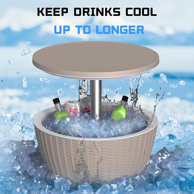 Patio Lounge Chair & Outdoor Cocktail Table Set - Resin All-Weather Relaxation Combo for Poolside, Garden, or Backyard