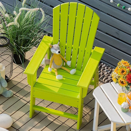 Giantex Adirondack Chair, Kids HDPE Patio Lawn Chair with Ergonomic Backrest for Deck, Porch, Backyard, Poolside, Indoor, Weather Resistance Toddler Outdoor Chair (2, Green)