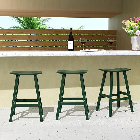 WestinTrends Malibu Malibu 29 Inch High Backless Seat Bar Stools (Set of 3), Dark Green