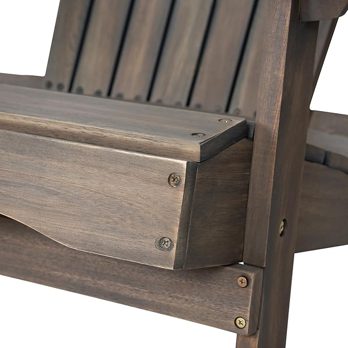 Christopher Knight Home Great Deal Furniture Milan Outdoor Rustic Acacia Wood Folding Adirondack Chair, Gray