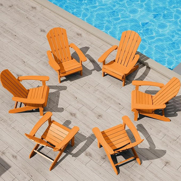 YEFU Adirondack Chairs Set of 6: Plastic Adirondack Chairs - Patio Chairs with Wood Texture - Outdoor Chair HIPS - Lawn - Photo 1
