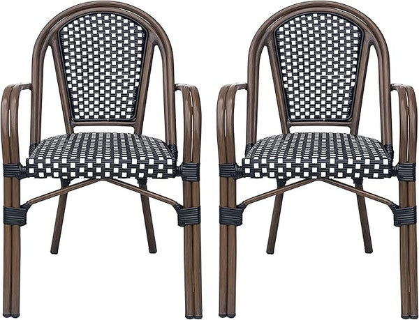 Christopher Knight Home Brianna Bistro Chairs, Black + White + Brown Wood - Photo 1