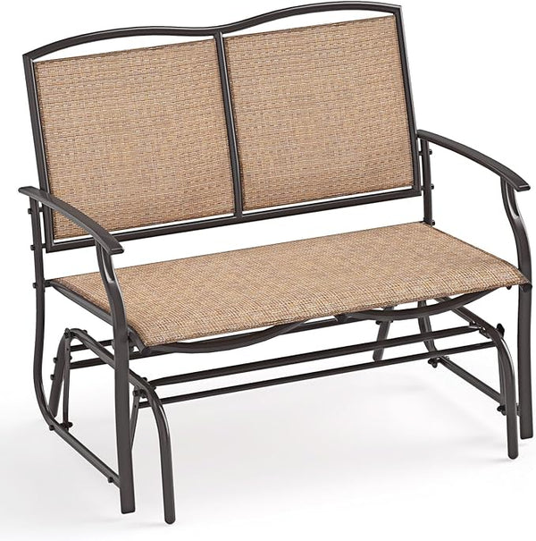 Giantex Patio Glider, 2-Person Outdoor Rocking Chair with Metal Frame and Breathable Fabric, Load 400 Lbs - Photo 1