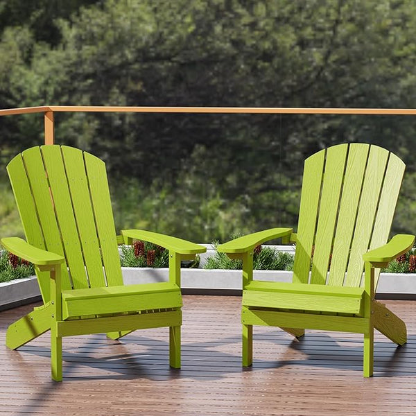 YEFU Adirondack Chairs Set of 2: Plastic Adirondack Chairs - Patio Chairs with Wood Texture - Outdoor Chair HIPS - Lawn - Photo 1