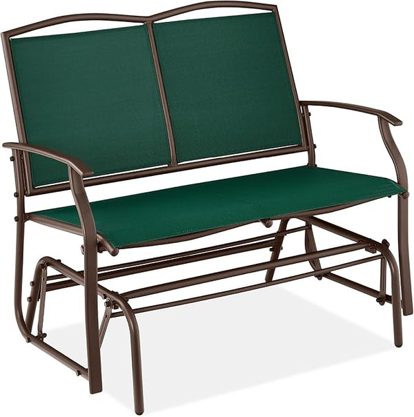 Best Choice Products 2-Person Outdoor Patio Swing Glider Steel Bench Loveseat Rocker for Deck, Porch w/Textilene Fabric - Photo 1
