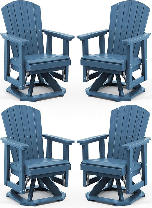 SERWALL Adirondack Swivel Glider Chair, HDPE Glider Set of 4 for Outdoor, All-Weather Glider Chair for Porch, Balcony - Photo 1