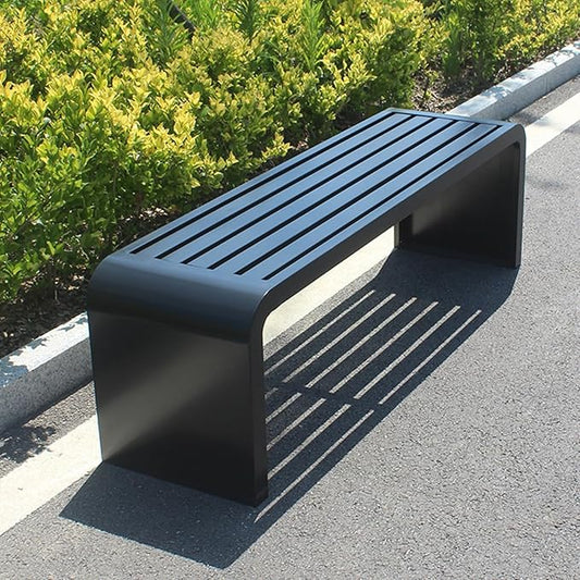 Modern Outdoor Benches Weatherproof Backless Front Porch Bench Metal Garden Benches for Outdoors Sturdy Steel Frame Patio Benches for Outdoors, Backyard, Lawn(Black,120cm(47.24in))