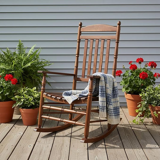 Shine Company Rhode Island Wooden Traditional Rocking Chair, Oak
