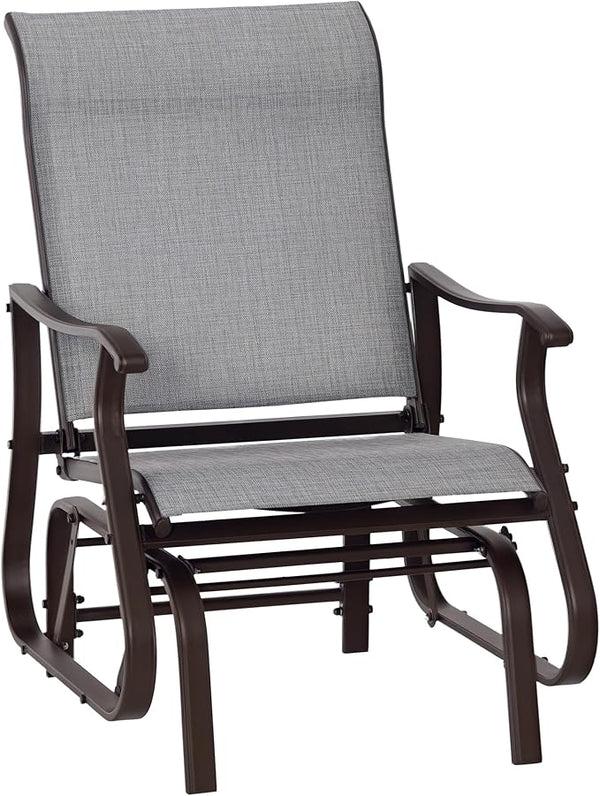 Outsunny Outdoor Glider Chair, Gliders for Outside Patio with Steel Frame and Mesh Fabric for Backyard, Garden - Photo 1