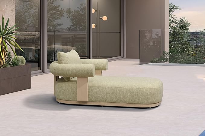 PURPLE LEAF Outdoor Chaise Lounge 1 Piece Chair Modern Aluminum Lounger Daybed with Lumbar Pillow and Armrest for Patio Poolside Beach Sunbathing Deck, Green