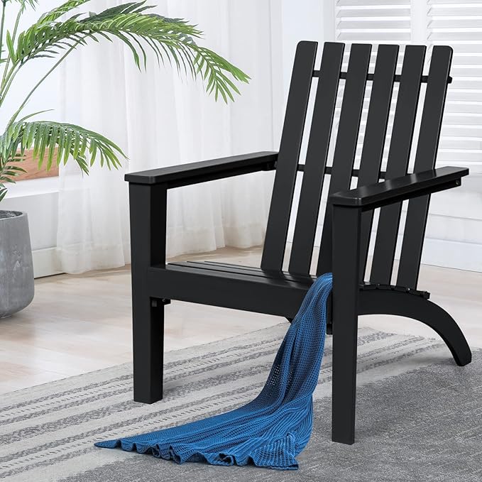 Giantex Adirondack Chair Set of 4 Acacia Wood Outdoor Chairs, 350 lbs Weight Capacity, Weather Resistant Campfire Chairs for Lawn Seating, Garden, Poolside, Balcony, Patio Lounger, Black