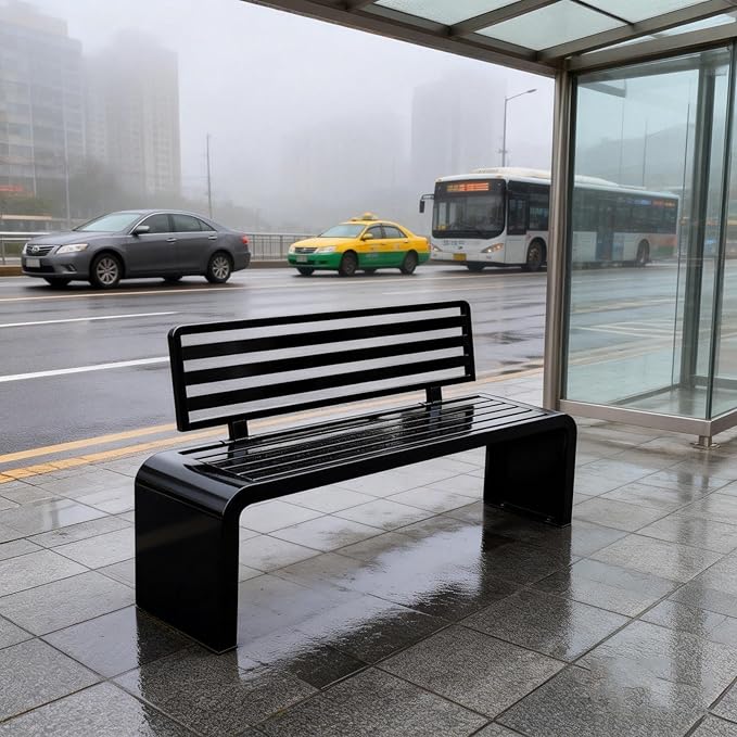 Metal Garden Bench, Outdoor Benches Weatherproof 100/120/150/180 Cm Patio Bench with Backrest, Park Benches Seat for Outside Picnic Yard Front Porch Outdoor Furniture Deco(Orange,150 cm/59 in)