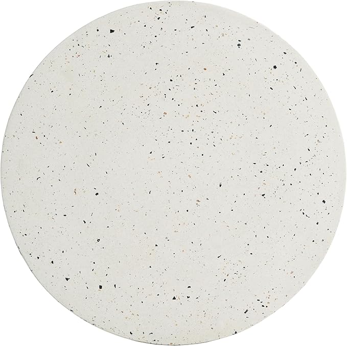 Christopher Knight Home Norvin Patio Lightweight Concrete Terrazzo Coffee Table, Indoor and Outdoor Table for Garden/Backyard/Poolside/Balcony Cafeteria, MGO Outdoor Side Table with No Assembly,White
