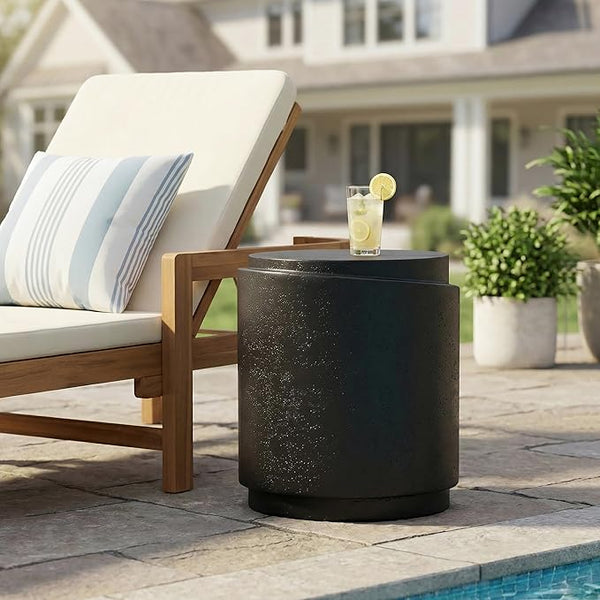 Christopher Knight Home Jarvan 18.7" H Cylindrical MGO Outdoor Side Table, Patio Decorative Small End Table - Photo 1
