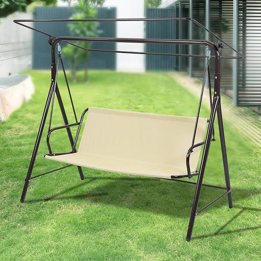 Outdoor Porch Patio Swing Seat Cover, 600D Thickened Oxford Waterproof Swing Cushion Protection Covers Replacement for Outdoors Garden Yard Furniture Chairs (Beige,45.3"x18.9"x18.9")