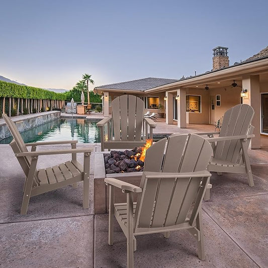 Adirondack Chair Set of 2, HDPE All Weather Adirondack Chairs, Fire Pit Chairs, Patio Chairs, Lawn Chairs. Perfect for Porch, Patio, Poolside, Deck.