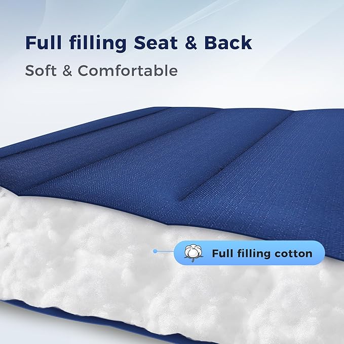 MAISON ARTS Oversized XXL Padded Zero Gravity Chair Set of 2, 30" Wide Seat Foldable Patio Recliner, Anti Gravity Outdoor Lawn Chair with Cup Holder & Pillow, Supports 400lbs, Blue & Grey