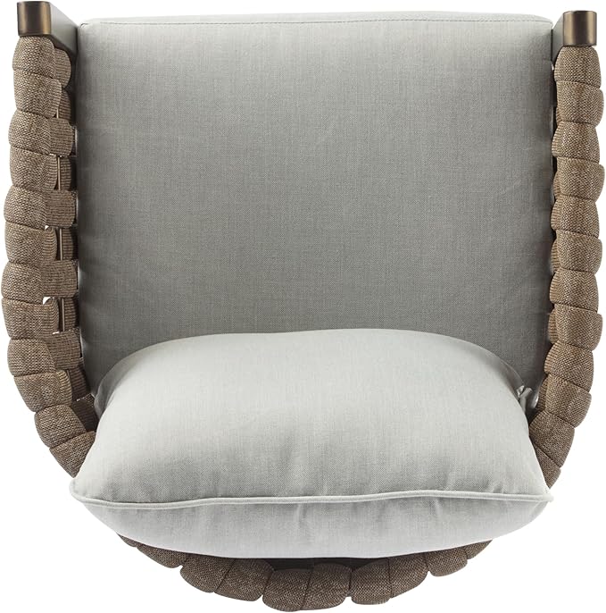 Christopher Knight Home Lena Patio Club Chairs Set of 2, Metal Accent Chairs, Rope Woven Backrest Armchair, Upholstered Cushions Seating, Tub Back Design for Backyard Garden, Brown+Light Gray