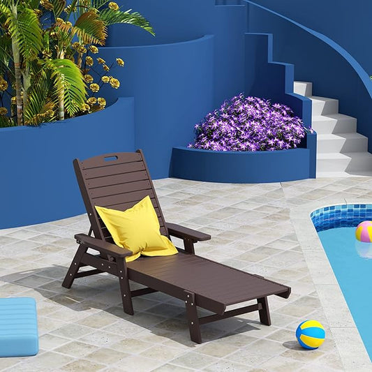 WO WESTIN OUTDOOR HDPE Laguna Poly Reclining Chaise Lounge, Dark Brown