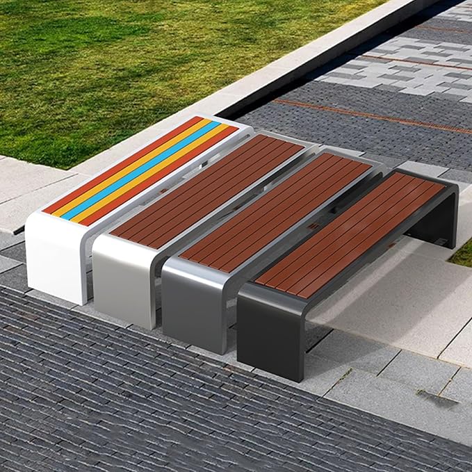Front Porch Benches Outdoor, Metal Garden Bench, Metal Frame, Solid and Reliable, for Porch, Patio, Backyard(Gray,120cm)