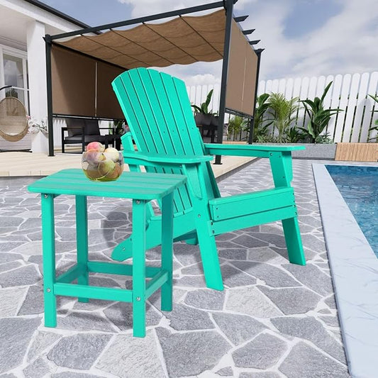 Aoodor 19'' Adirondack Side Table, Rectangular HDPE End Table, Weather Resistant and Easy Maintenance, Aruba
