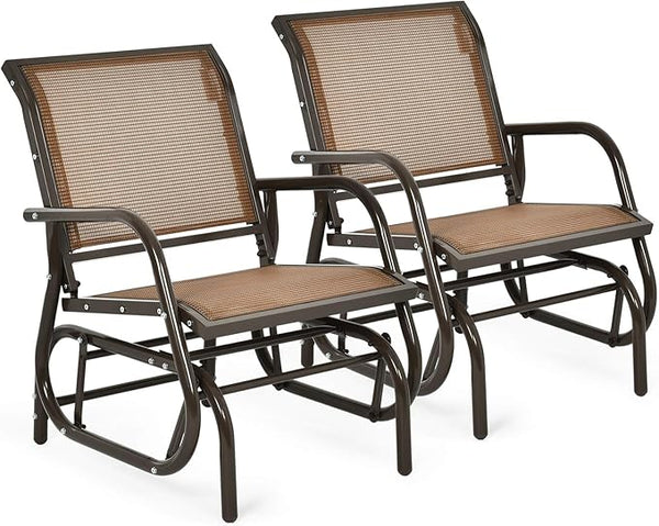 Giantex Swing Glider Chair W/Study Metal Frame Comfortable Patio Chair Love-Seat for Garden, Porch, Backyard, Poolside - Photo 1