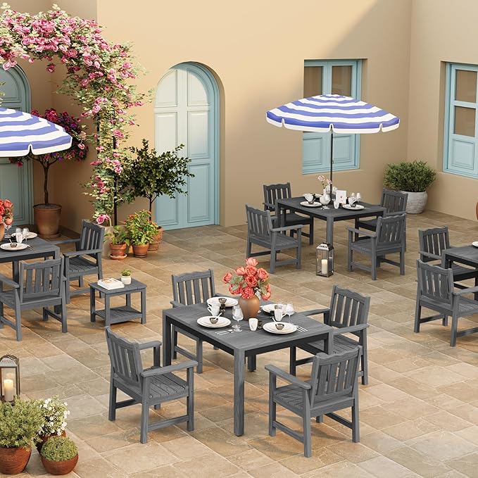Stoog All-Weather Outdoor & Garden Chair, Patio Dining Chairs with 400 lbs Weight Capacity, Curveback Patio Chair for Backyard, Porch, Pool and Deck, Grey