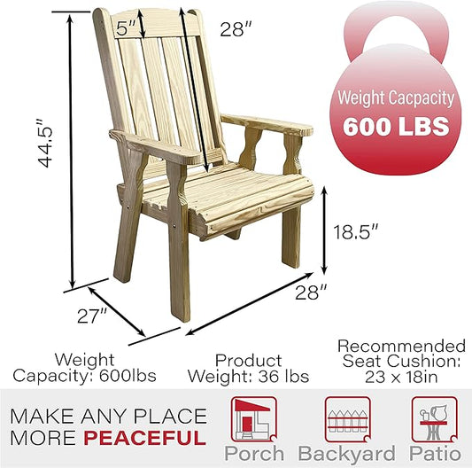 Amish Casual Heavy Duty 600 Lb High Back Mission Treated Patio Chair (Unfinished)